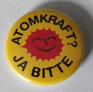 1x Atomkraft Ja Bitte Button gelb FCK Grüne Pro Kernkraft - Imagen 1 de 1