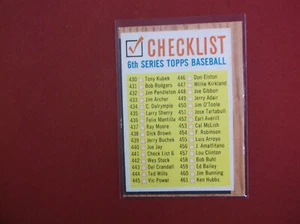 1962 Topps Baseball # 192 6th series chklist EX-MT O/C - Imagen 1 de 2