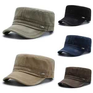 Universal Classic Retro Baumwolle Krempe Kappe neutral Mütze Militär Flat-Top atmungsaktiv - Bild 1 von 16