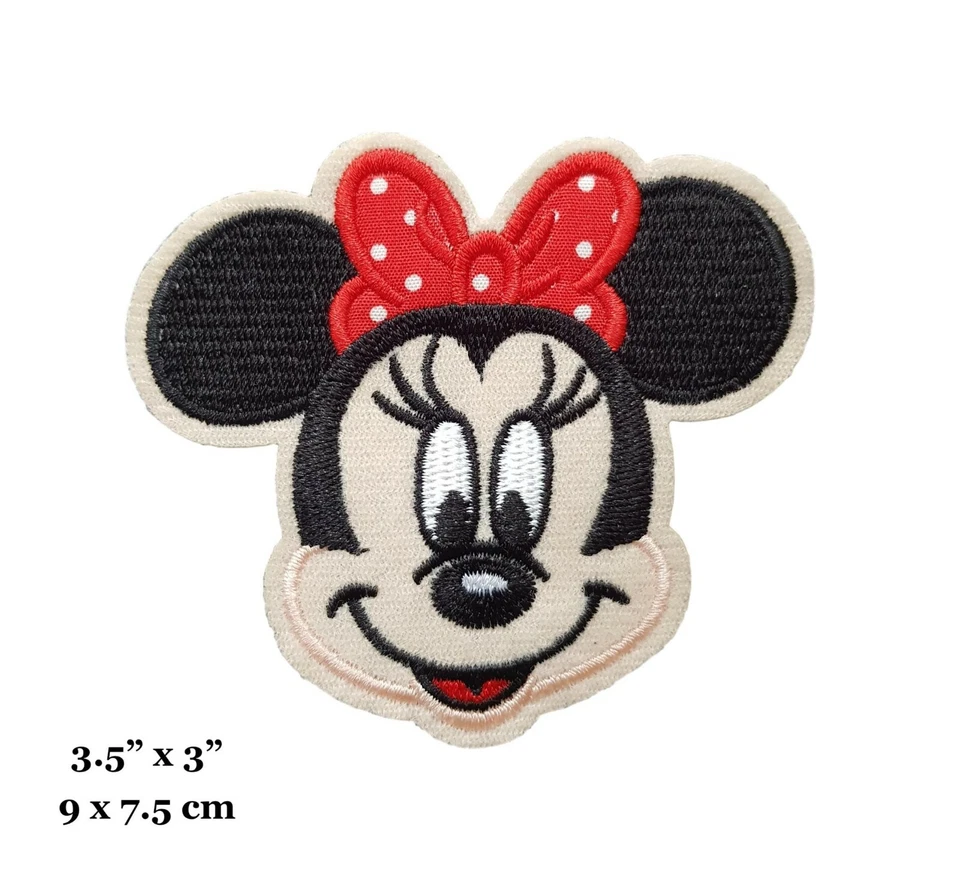 Minnie Mouse Cartoon Character Face Embroidered Iron On Patch - Image 1 of 2