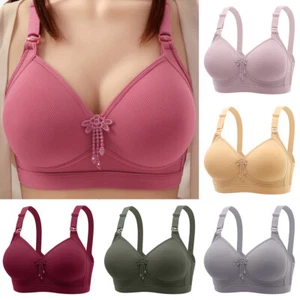 Damen Kabelloser Baumwolle Komfort BH Voll Gepolstert Push Up BH Unterwäsche Nahtlos USA - Bild 1 von 26