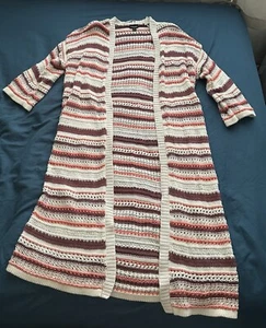 Torrid Boho Duster Cardigan Orange White Brown Size 0 - Picture 1 of 5