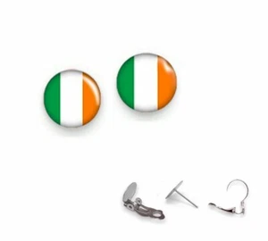 12mm Earrings Clip Ons Lever Backs or Pierced Posts - Ireland Irish - Glass - Picture 1 of 4