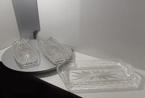 Vintage art deco depression glass 2 sandwich dish/trays & Butter Or Cheese Dish - Picture 1 of 24