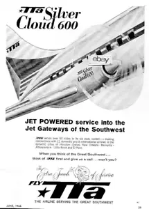 TTA TRAND TEXAS SILVER CLOUD 600 CONVAIR PROPJET IN SOUTHWEST 1966 AD - Picture 1 of 1