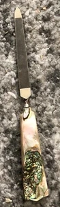 Antique Nail File Fancy Pearl Like Faux Handle Swirled 1940's & or Letter Opener - Picture 1 of 6