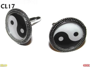 steampunk cufflinks silver yin yang chinese philosophy opposites #CL17 - Picture 1 of 4