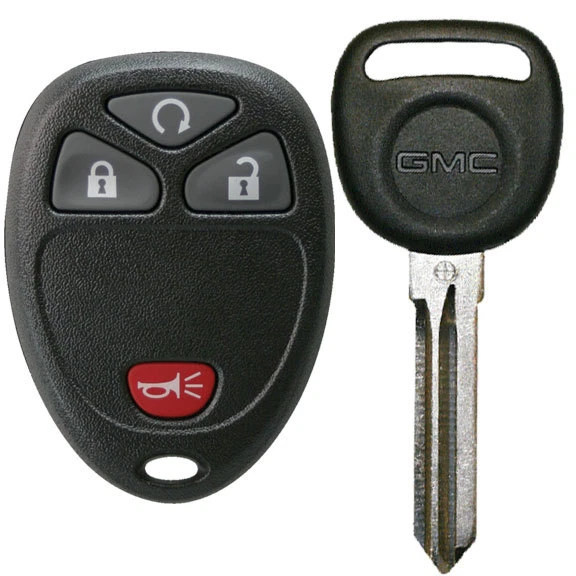 GMC Sierra Keyless Entry Remote Start fob + Transponder Chip key with logo - Image 1 of 1