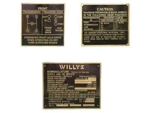For New Willys Jeep MB GPW Rare Brass Acid Etching Dash Data Plate Set #B24 - Picture 1 of 4
