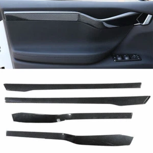 Carbon Fiber Inner Door Panel Cover Trim 4PCS Fit For Tesla Model X S 2012-2021 - Bild 1 von 7
