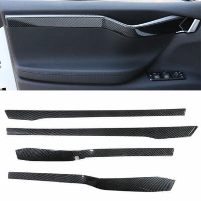 Cubierta de panel de puerta interior de fibra de carbono 4 piezas apta para Tesla Model X S 2012-2021 Foto 1 de 4