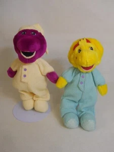 Bedtime Barney & BJ in pajamas plush stuffed 11" dolls toys Lyons lot of 2 - Picture 1 of 3