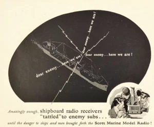 1943 Scott Marine Model Low Radiation Receiver WWII Navy Vintage Print Ad - Picture 1 of 7