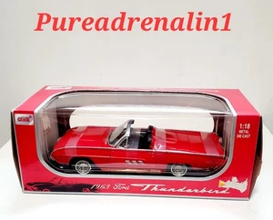 Anson 1963 Ford ThunderBird T-Bird Red Convertible 1:18 Metal Diecast Model Car - Picture 1 of 6