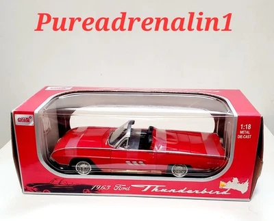 Anson 1963 Ford ThunderBird T-Bird Red Convertible 1:18 Metal Diecast Model Car - Image 1 of 4