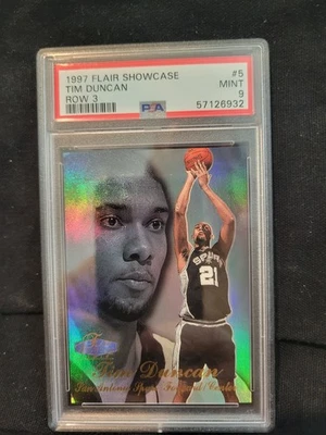 Flair Showcase Row 3 #5 1997 Tim Duncan Rookie RC PSA 9 Foto 1 de 2