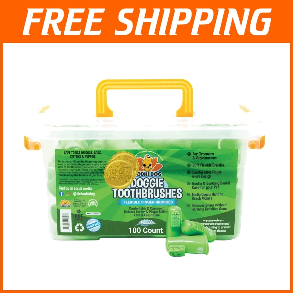 Gentle Finger Toothbrush for Dogs & Cats - 100 Count Soft Silicone Bristles - Image 1 of 4