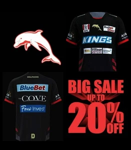 Redcliffe Dolphins 2024 NRL Black Jersey Size 3XL BNWT Rugby League - Picture 1 of 5