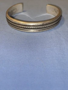 Handcrafted Tom Hawk Navajo Twin Channel Rail Sterling Silver Cuff Bracelet - Picture 1 of 5