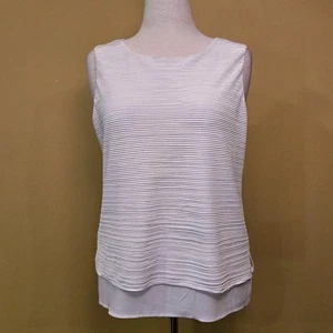 Calvin Klein Suits Damen elfenbein gestreift strukturiert ärmellos Top Medium weiß neu mit Etikett - Bild 1 von 11