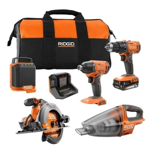 RIDGID 18V 6-Tool Combo Kit R9639SB2 • Drill/Driver, Impact, Saw, Vac, Light•NEW - Picture 1 of 1
