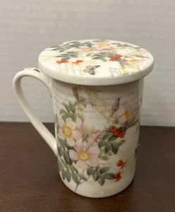 Taza de té Kent Pottery porcelana 1887 taza de café floral con tapa/posavasos - Imagen 1 de 11