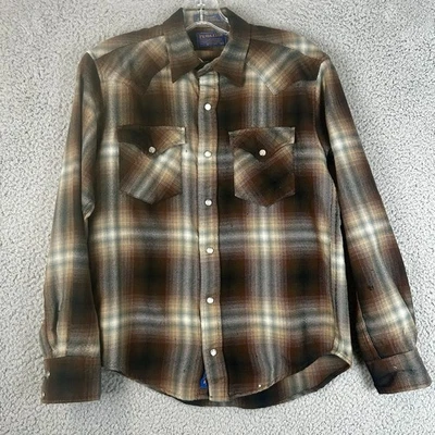 Pendleton Womens Shadow Plaid Wool Button Up Flannel Board Shirt Size XS Vintage - Image 1 of 4