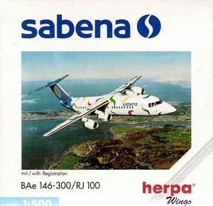 Herpa Wings - BAe 146-300/RJ 100 - Sabena - Art.Nr. 509619 - 1:500 -  lim. Aufl. - Bild 1 von 4