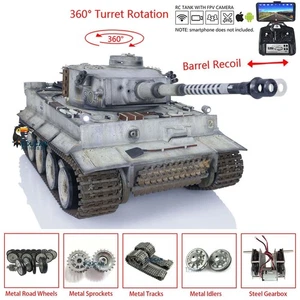 Henglong 1/16 RC Battle Tank 7.0 German Tiger I 3818 FPV IR BB Barrel Recoil RTR - Picture 1 of 6