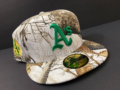 EXCLUSIVE OAKLAND A'S ATHLETICS FITTED HAT REAL TREE CAMO 72 WS PATCH CLUB 7 5/8 - Image 1 of 4