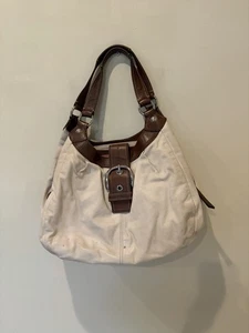 Coach Leather Hobo Bag White 3 Compartments Double Handle - Picture 1 of 10