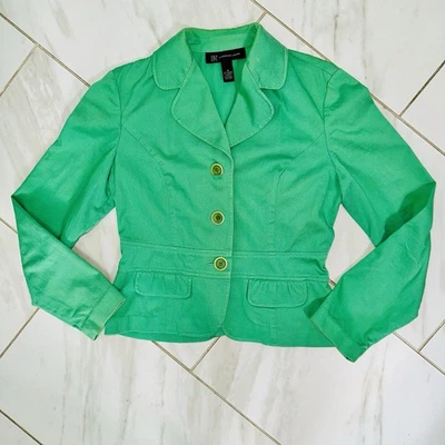I.N.C. Chaqueta Blazer Ajustada Verde Oliva M Algodón Spandex Elastizada Negocios Informal Foto 1 de 4