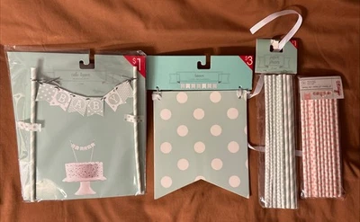 Novo 4 peças decorações de chá de bebê verde, banner de gênero neutro. - Imagem 1 de 4