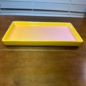 Gebraucht Kailo Chic für Tate Zoey Keramik rechteckig Teller Tablett Schale gelb rosa - Bild 1 von 7