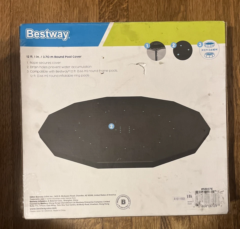 Bestway Flowclear 12 Foot Round Pool Cover w/ Drain Holes for Above Ground Pools - Image 1 of 2