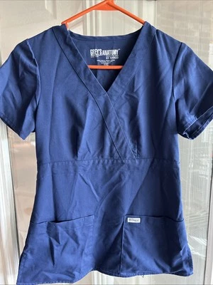 Greys Anatomy Womens Scrub Shirt XS Blue Short Sleeve Medical - Image 1 of 4