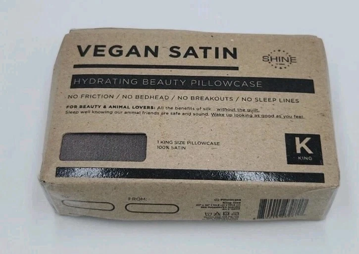 NEW Shine Vegan Satin Hydrating Beauty Pillowcase King size Champagne