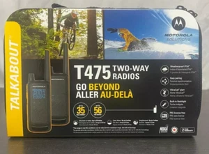 Motorola Solutions Talkabout T475 Two-Way Radio Black W/Yellow 2 Pack GOOD N086 - Zdjęcie 1 z 8