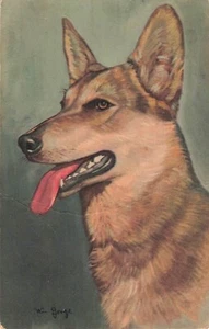 Police Dog German Shepard Postcard Wm Jorge Artist Signed PM 1947 U1 - Picture 1 of 2
