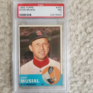 1963 Topps - #250 Stan Musial Cardinals HOF PSA 7 NM Iconic Card! - Bild 1 von 2