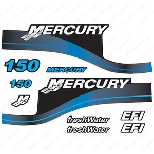 Outboard Engine Mercury 150PS EFI Frischwasser Sticker blau Decal Set - Picture 1 of 1