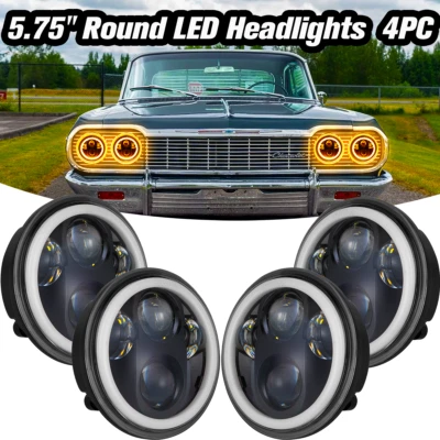 Faros LED 4 piezas 5-3/4" 5,75" alto/bajo con DRL para Lincoln Continental 1958-1979 Foto 1 de 4