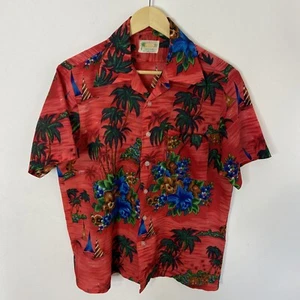 Vintage Waikiki 76 Hawaiian Shirt 42 Tiki Totem Natives People Men S - Picture 1 of 8