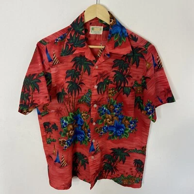 Camisa Hawaiana Vintage Waiki 76 42 Tótem Tiki Nativos Hombres S Foto 1 de 4