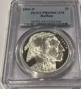 2001-P Buffalo Commemorative Silver Dollar - PCGS PR 69 DCAM - D018 - Picture 1 of 4