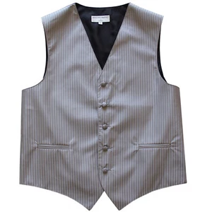 New Men's Formal Tuxedo Vest Waistcoat only vertical stripes Gray wedding prom - Picture 1 of 3