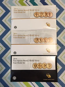 US MINT FIRST EHEPARTNER LADY BRONZE MEDAILLE GOLD Design SET 2010 2011 2012 - NO 2013 - Bild 1 von 7