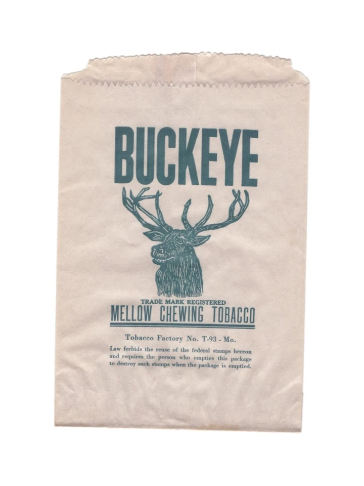 Bolsa de tabaco de mascar Buckeye vintage - tabaco de mascar suave - sin usar Foto 1 de 1