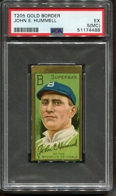 1911 T205 Gold Border John E. Hummell PSA 5 MC Brooklyn Nationals - Image 1 of 2