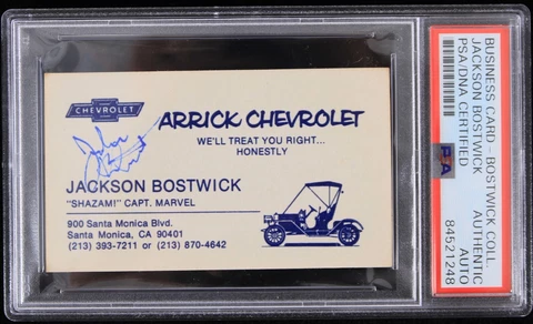 1975 Captain Marvel Jackson Bostwick Signed Business Card (PSA/DNA Slabbed) Cover